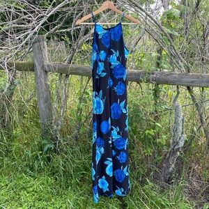 Vintage 1990s Black Floral Maxi Dress